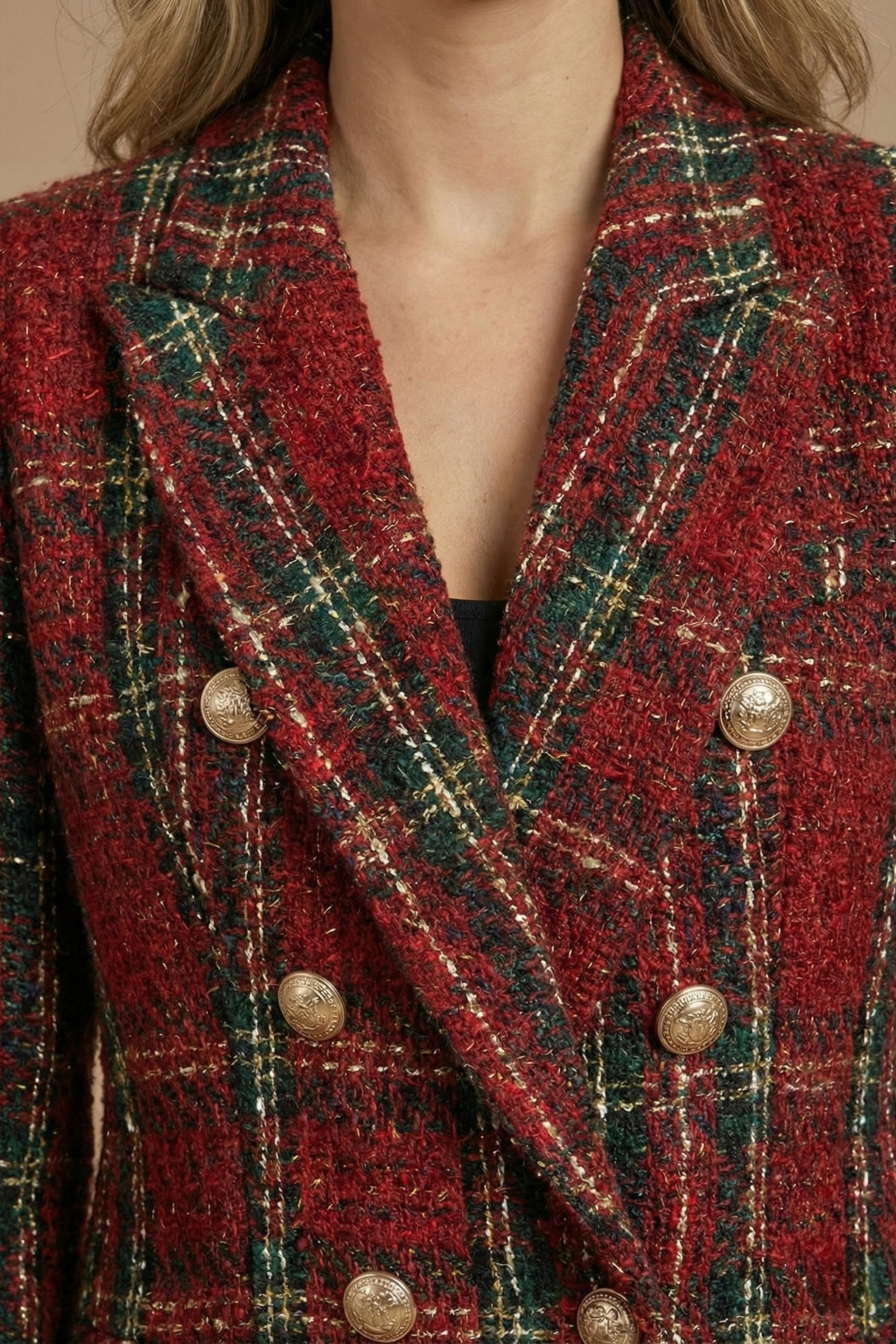 Check Double-Breasted Blazer