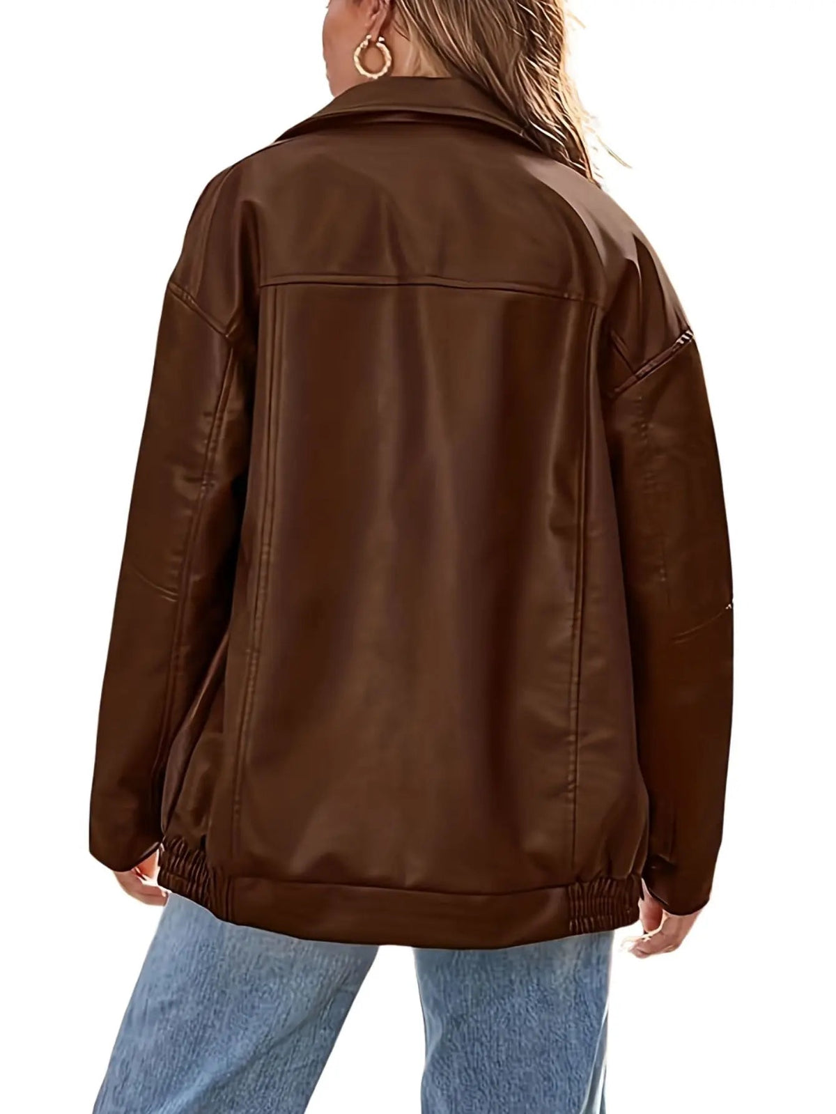 Classic Oversized Leather-Look Bomber
