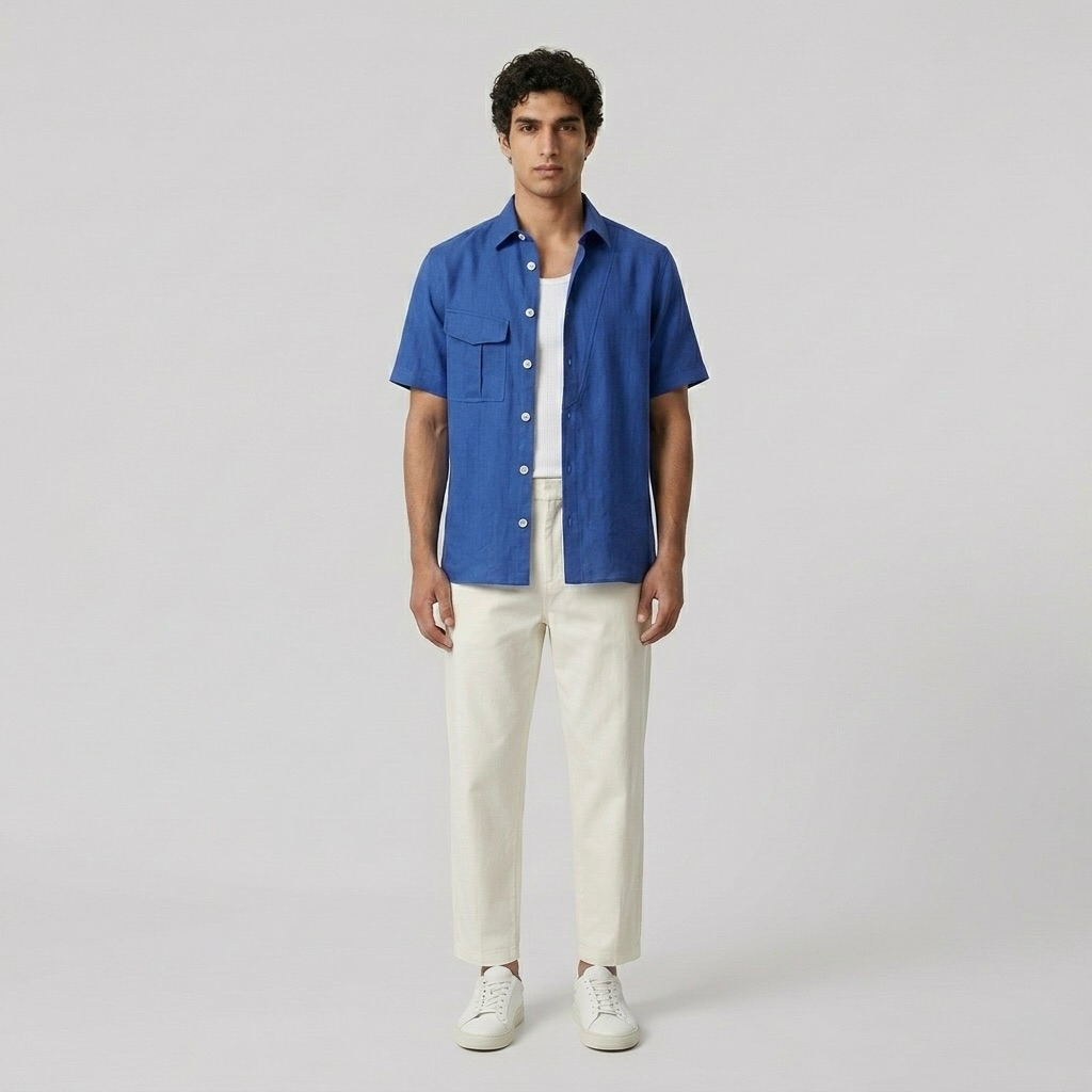 Coastal Linen-Blend Short Sleeve Shirt