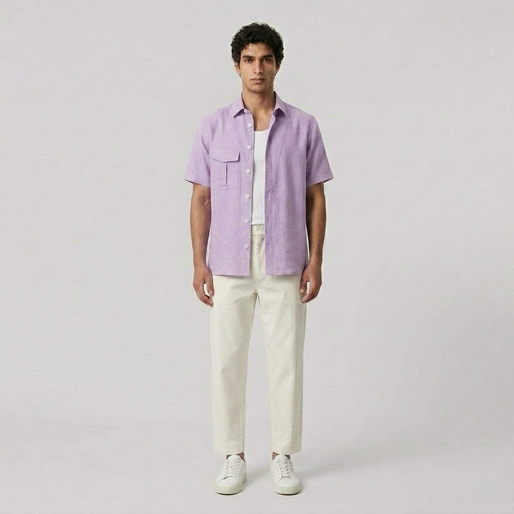 Coastal Linen-Blend Short Sleeve Shirt