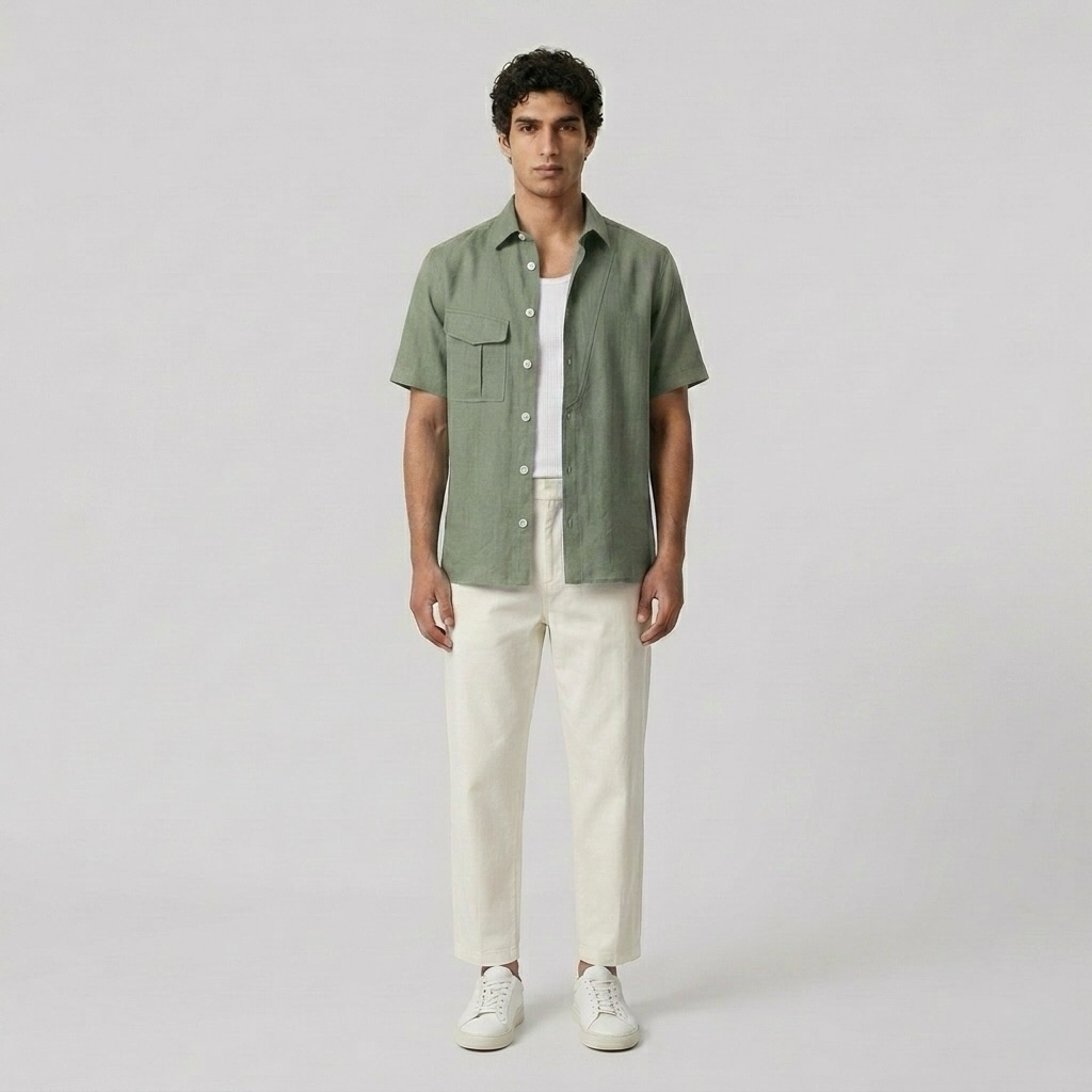 Coastal Linen-Blend Short Sleeve Shirt