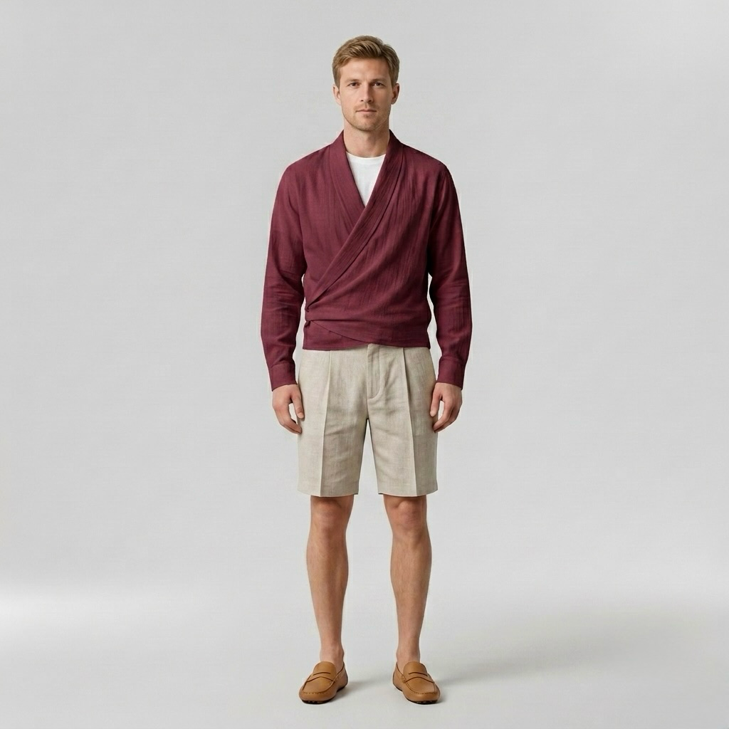 Wrap Front Knit Pullover