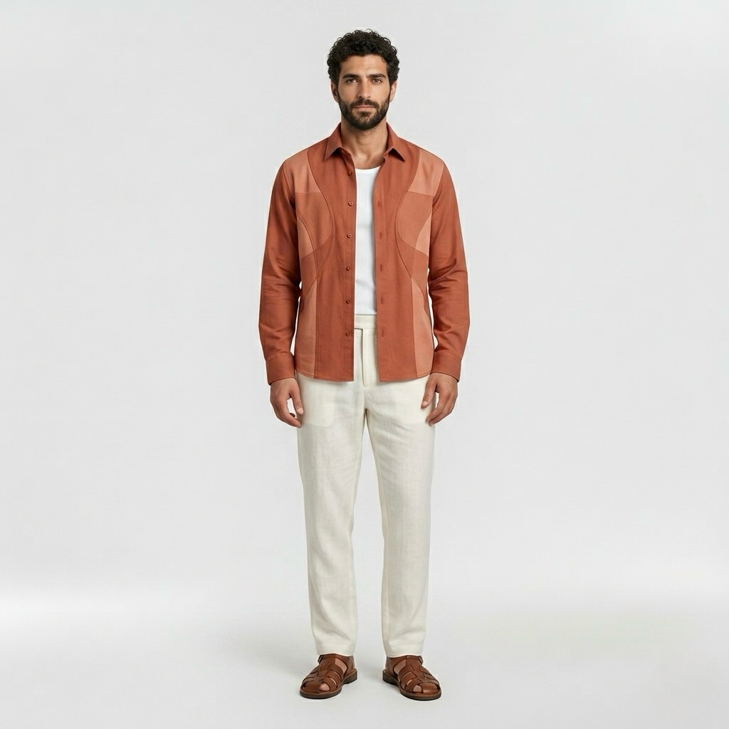 Tonal Panel Long Sleeve Shirt