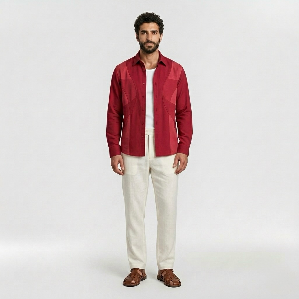 Tonal Panel Long Sleeve Shirt