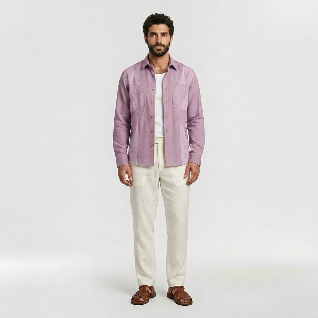 Tonal Panel Long Sleeve Shirt