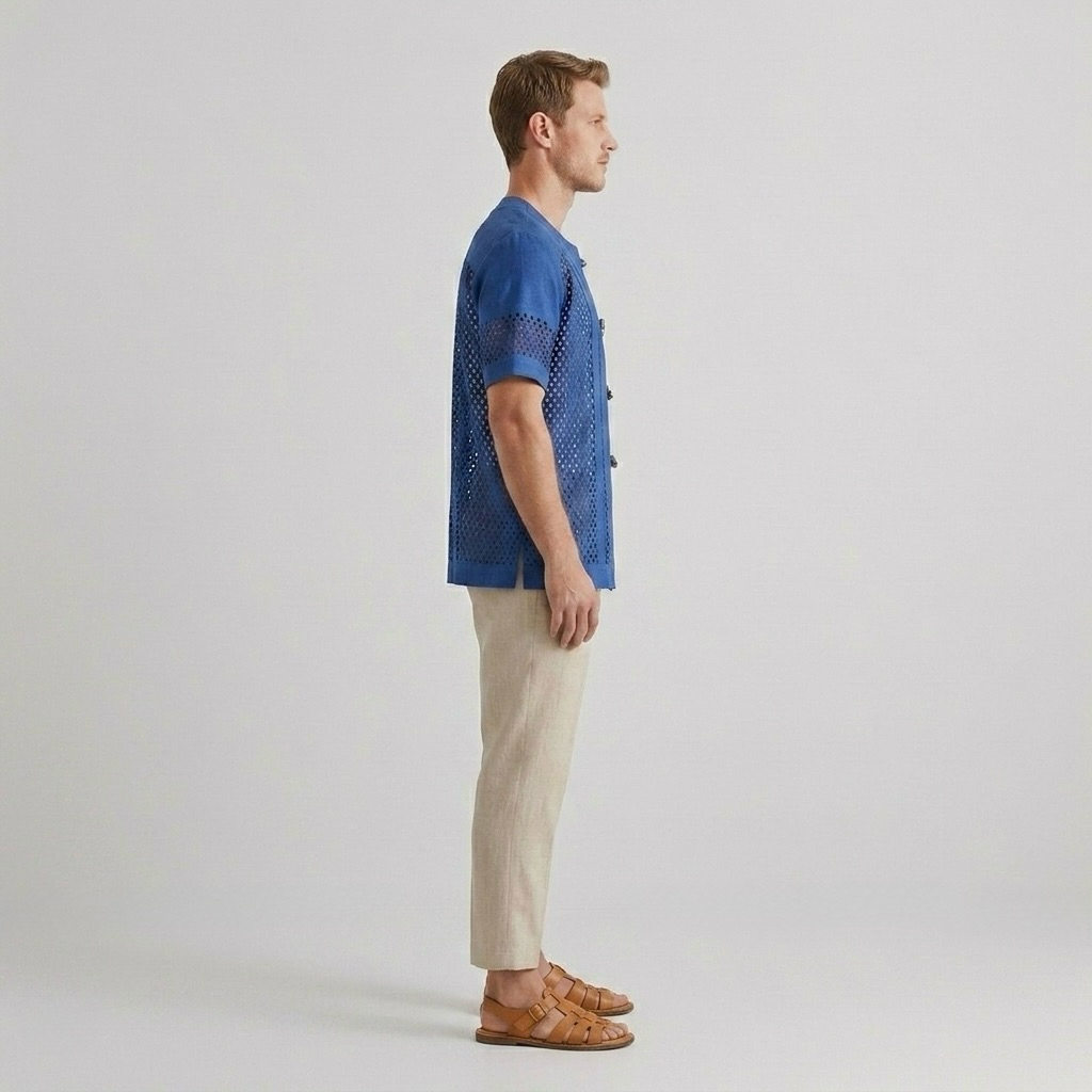 Mesh Panel Toggle Resort Shirt