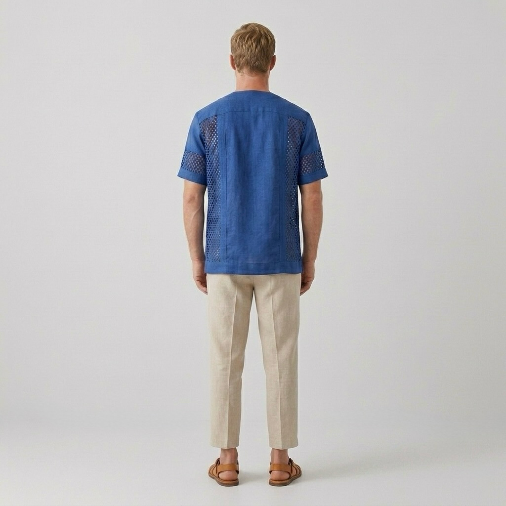 Mesh Panel Toggle Resort Shirt