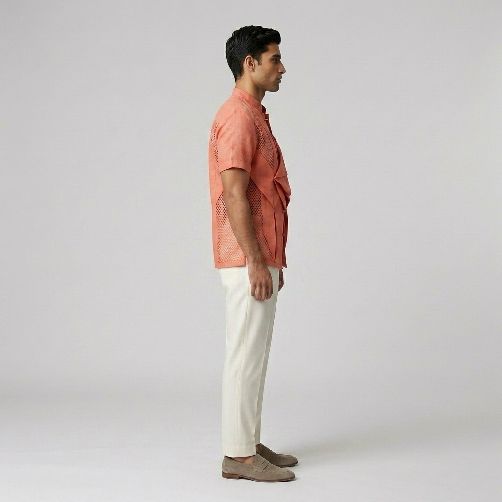 Origami Fold Mesh Statement Shirt