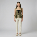 Laser-Cut Peplum Statement Vest