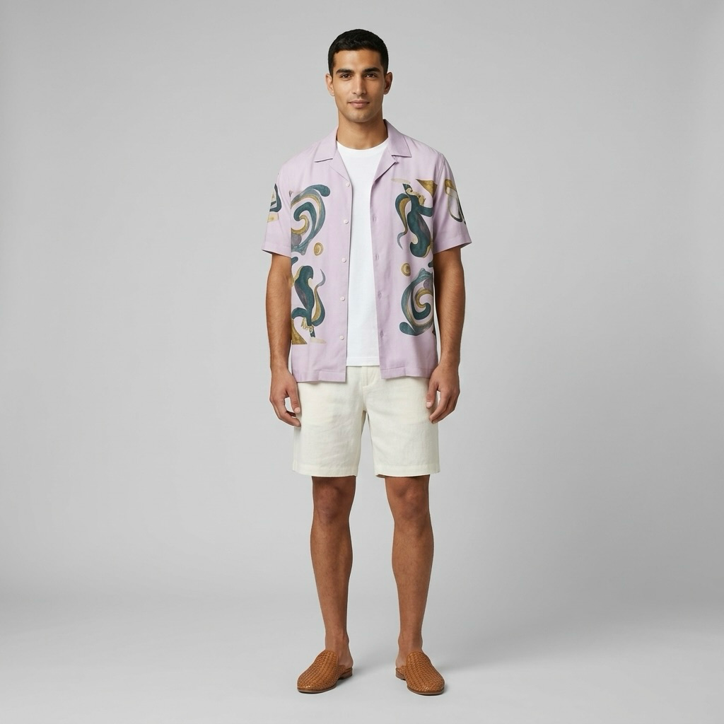 Mosaic Print Camp Collar Shirt