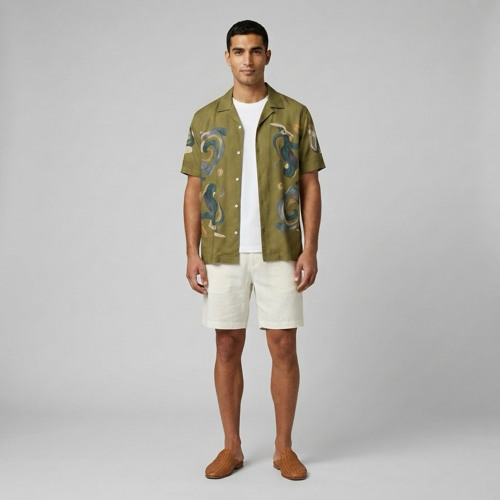 Mosaic Print Camp Collar Shirt