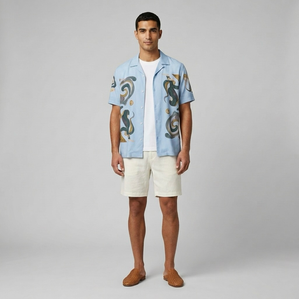 Mosaic Print Camp Collar Shirt