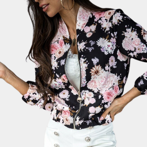 Floral Pattern Zip-Up Jacket