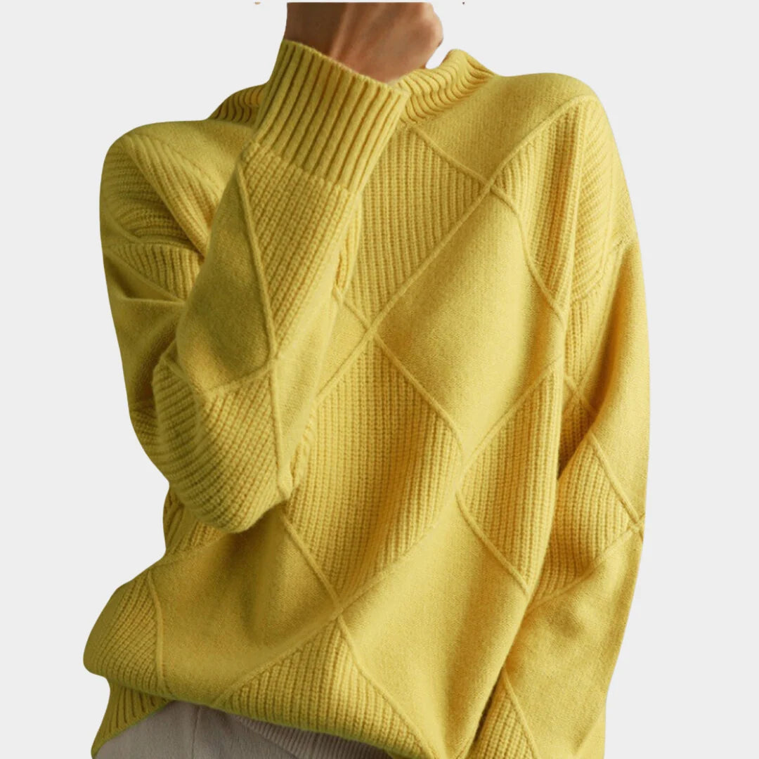 Checked Relaxed Fit Turtleneck Sweater for Women 5