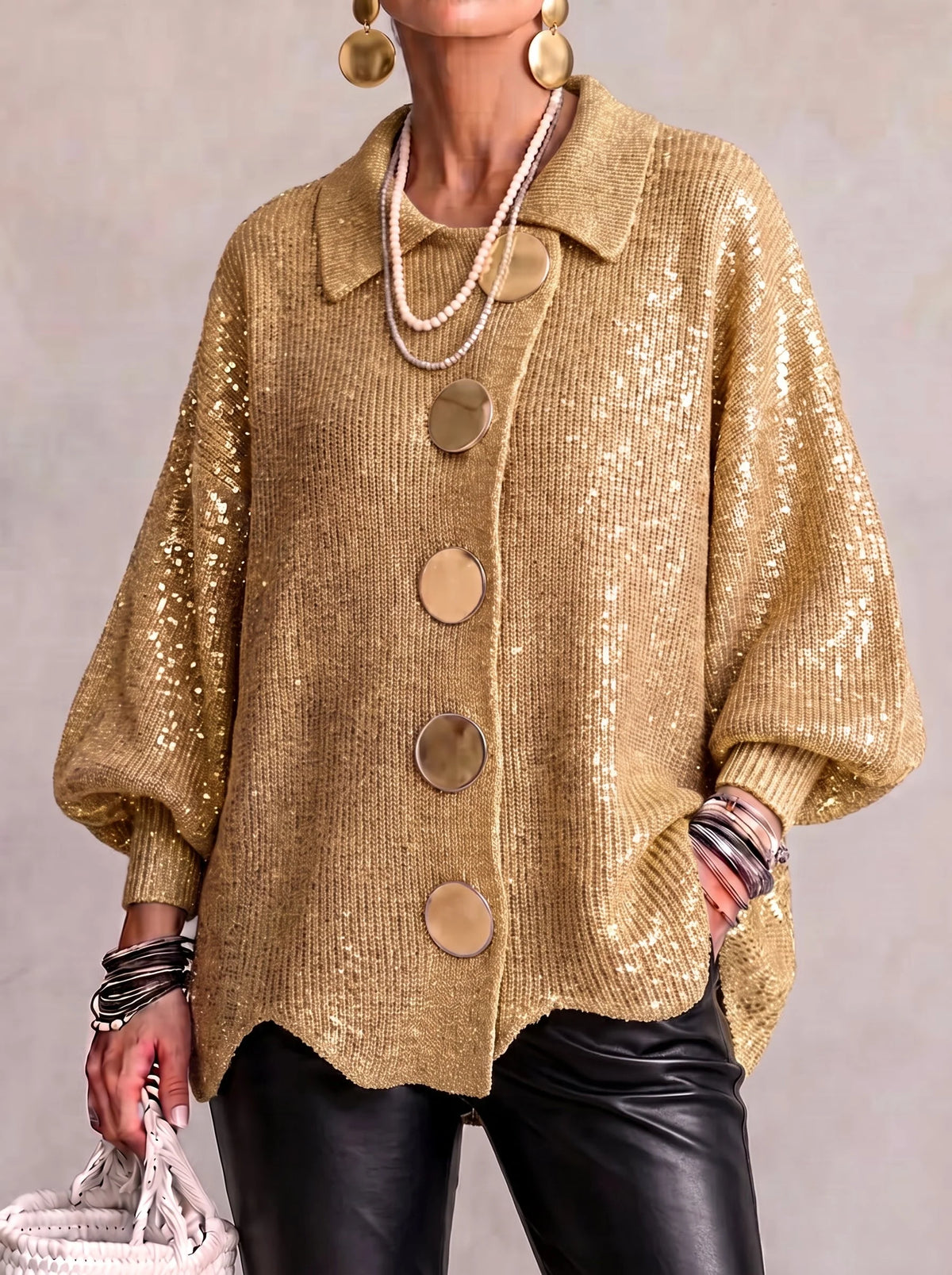 Chunky Knit Cardigan with Asymmetrical Button Placket 4