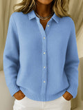 Classic Collared Cardigan with Slightly Fitted Silhouette for Women 0