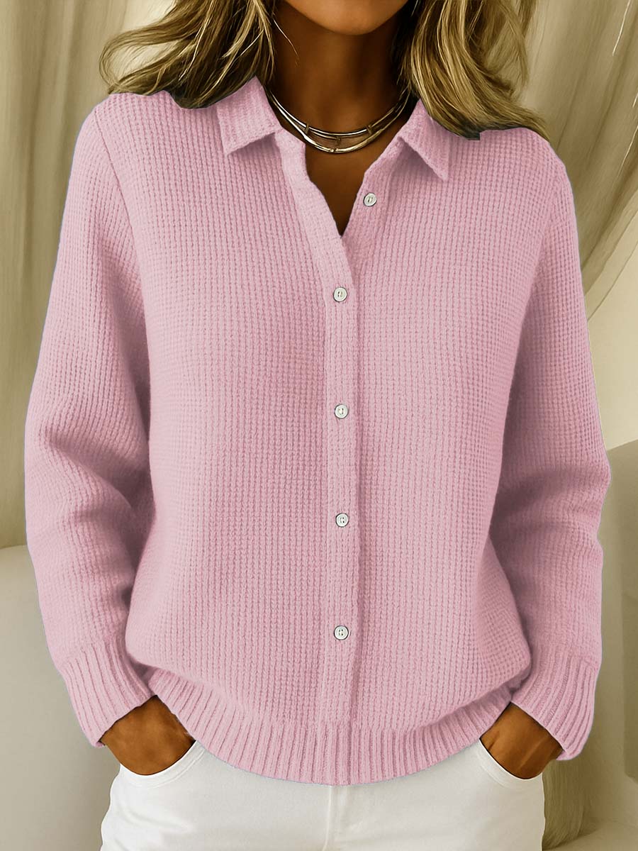 Classic Collared Cardigan with Slightly Fitted Silhouette for Women 1