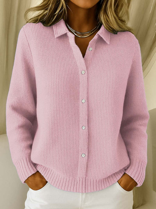 Classic Collared Cardigan with Slightly Fitted Silhouette for Women 1