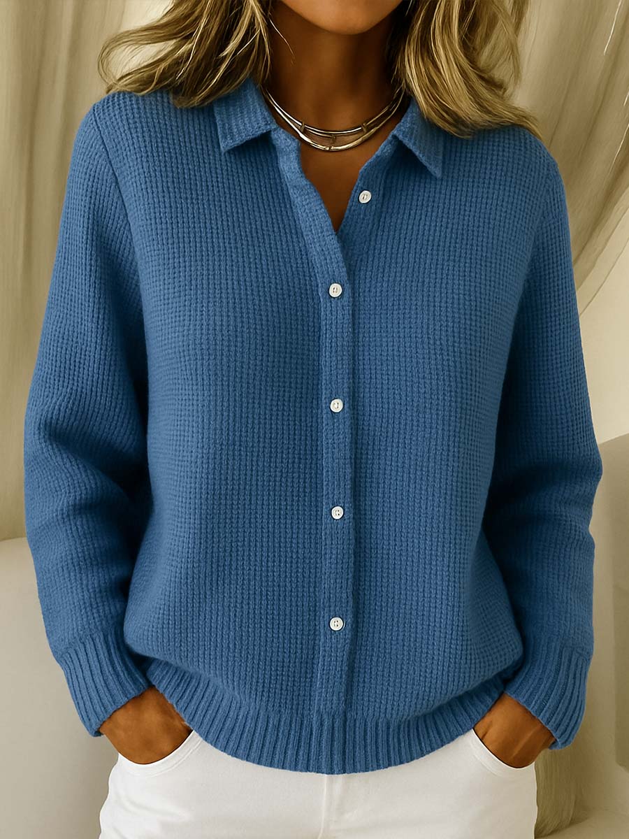Classic Collared Cardigan with Slightly Fitted Silhouette for Women 3