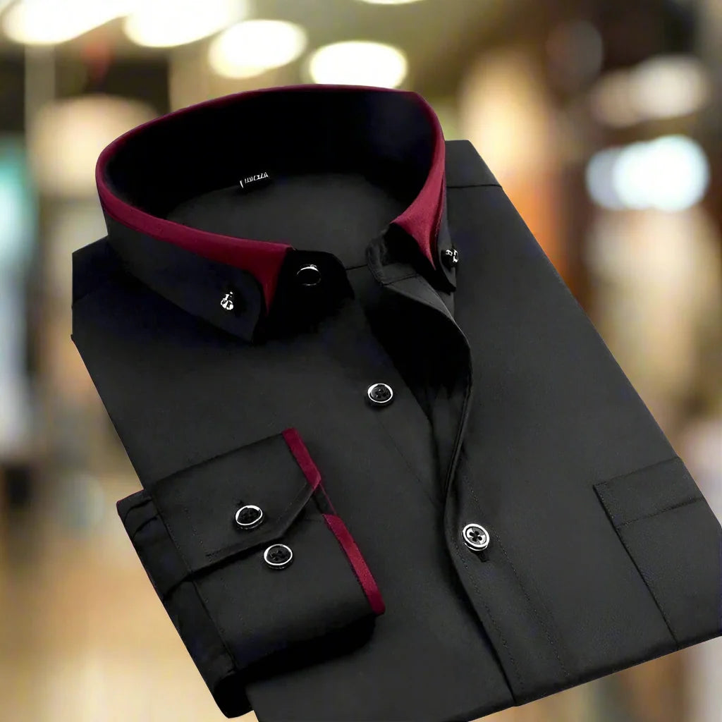 Classic Long-Sleeve Shirt with Tailored Fit and Button-Down Front 0