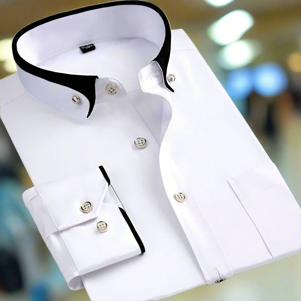 Classic Long-Sleeve Shirt with Tailored Fit and Button-Down Front 1