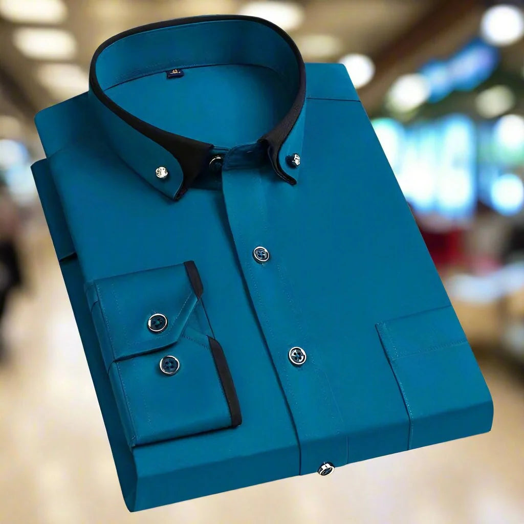 Classic Long-Sleeve Shirt with Tailored Fit and Button-Down Front 2