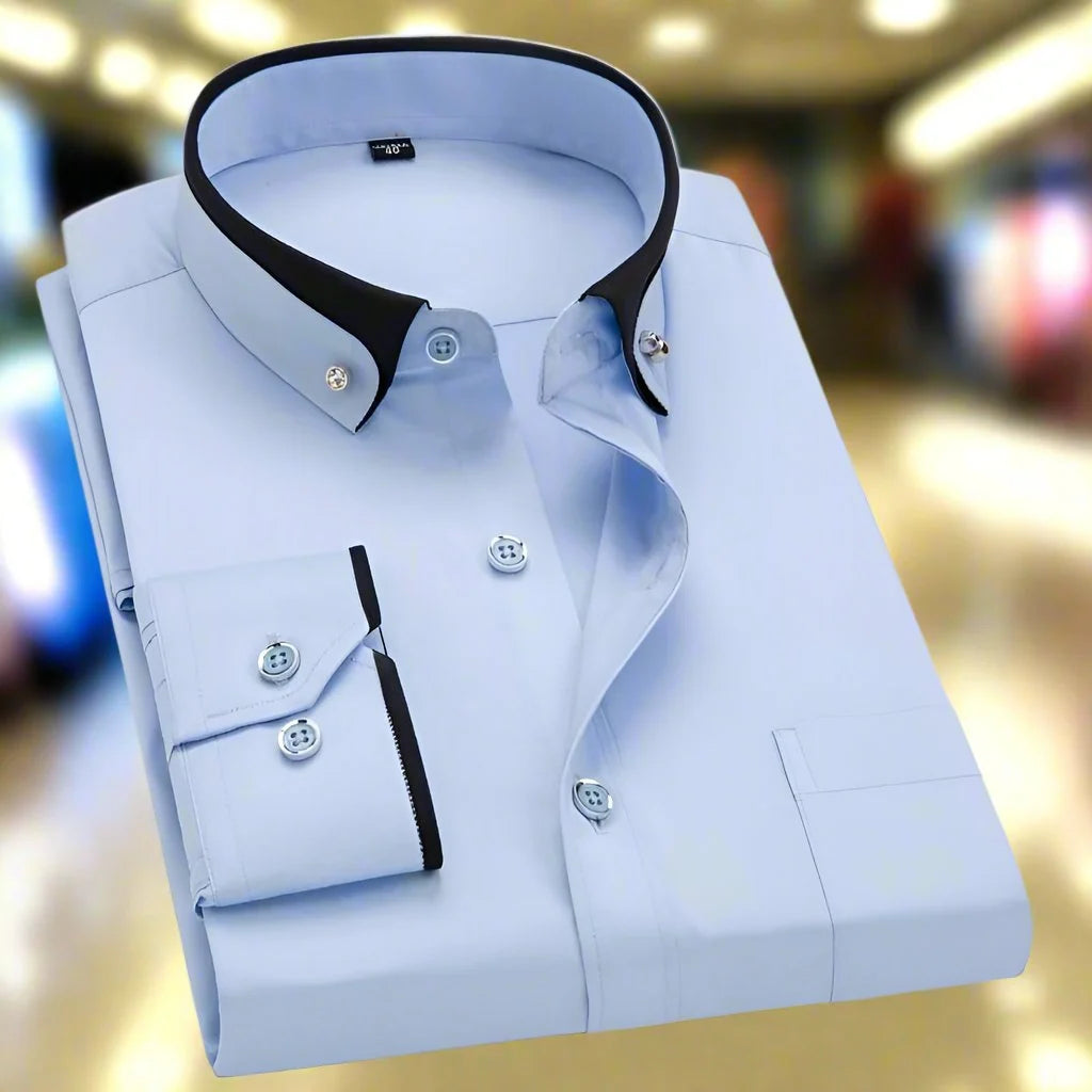 Classic Long-Sleeve Shirt with Tailored Fit and Button-Down Front 3