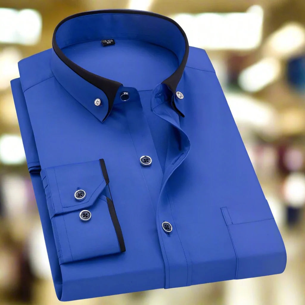 Classic Long-Sleeve Shirt with Tailored Fit and Button-Down Front 4