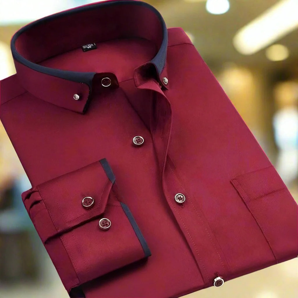 Classic Long-Sleeve Shirt with Tailored Fit and Button-Down Front 5