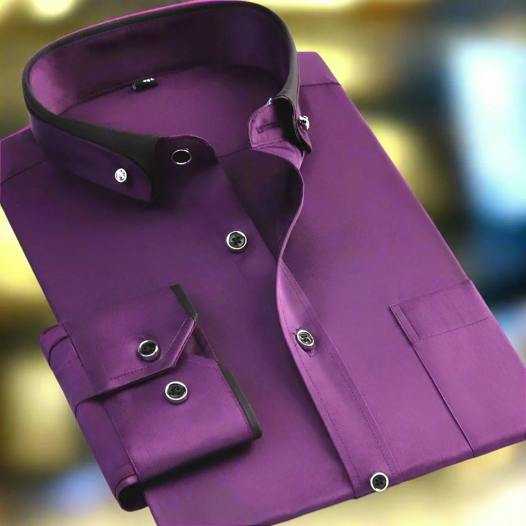 Classic Long-Sleeve Shirt with Tailored Fit and Button-Down Front 6