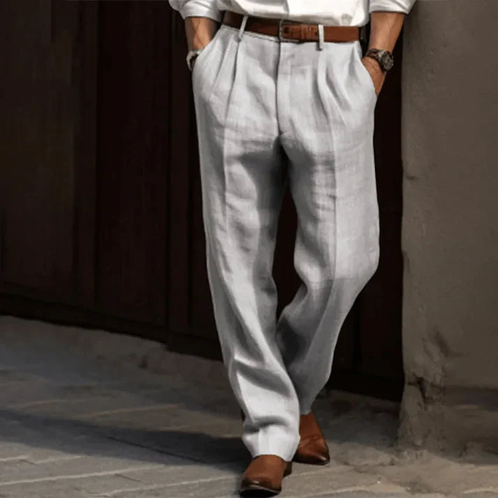 Classic Tailored Mens Suit Trousers with Subtle Pinstripes 0