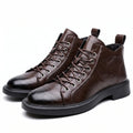 Grained Leather Work Boots for Men with Cushioned Insole and Padded Collar 0