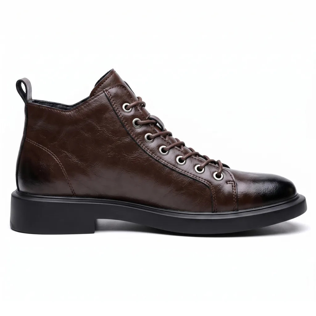 Grained Leather Work Boots for Men with Cushioned Insole and Padded Collar 1