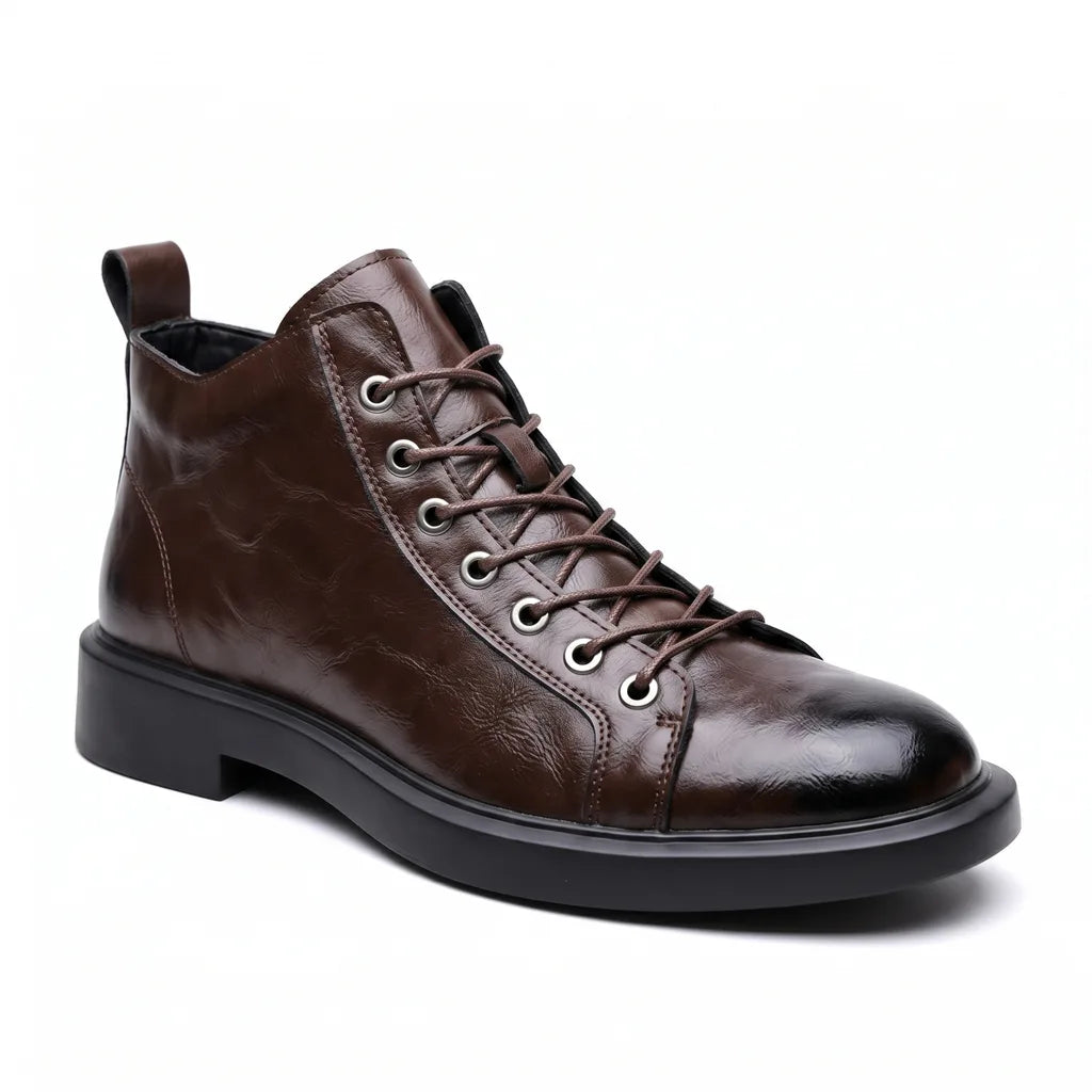 Grained Leather Work Boots for Men with Cushioned Insole and Padded Collar 2