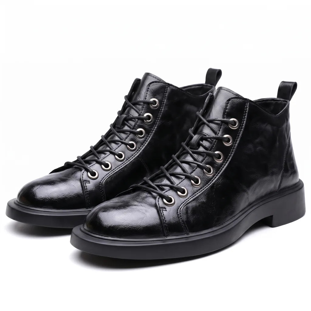 Grained Leather Work Boots for Men with Cushioned Insole and Padded Collar 4