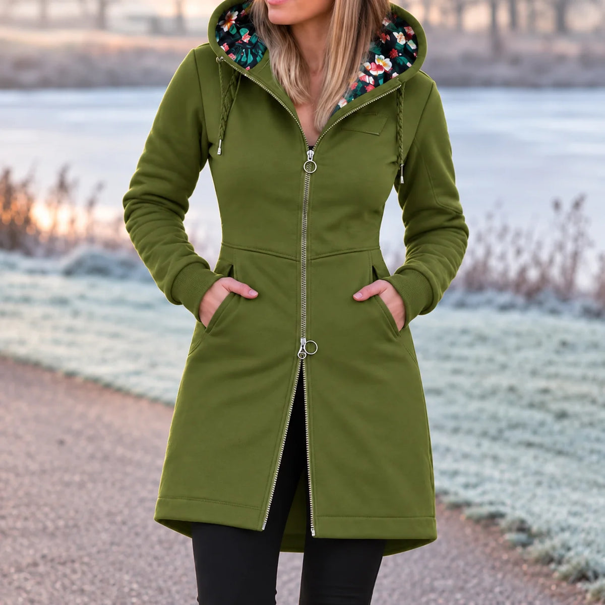 Hooded Cardigan with Adjustable Waist for Women 1