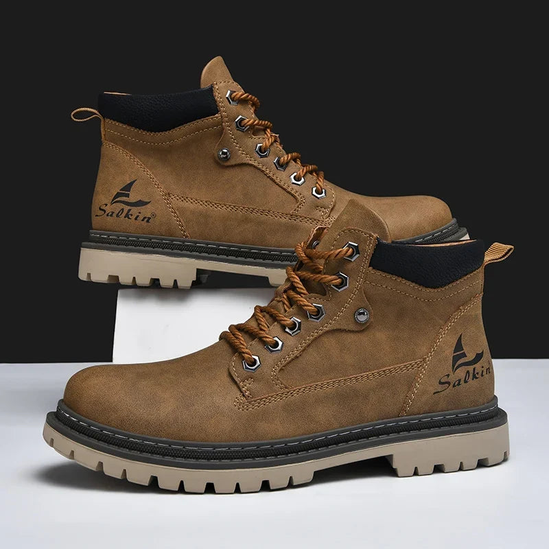 Leather Lace-Up Hiking Boots with Cushioned Insole and Grippy Outsole 1