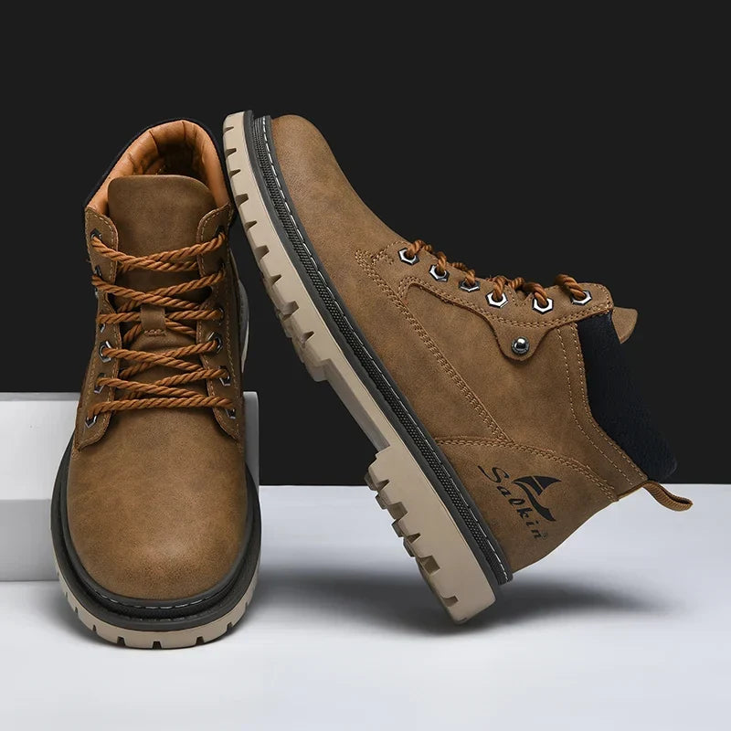 Leather Lace-Up Hiking Boots with Cushioned Insole and Grippy Outsole 2
