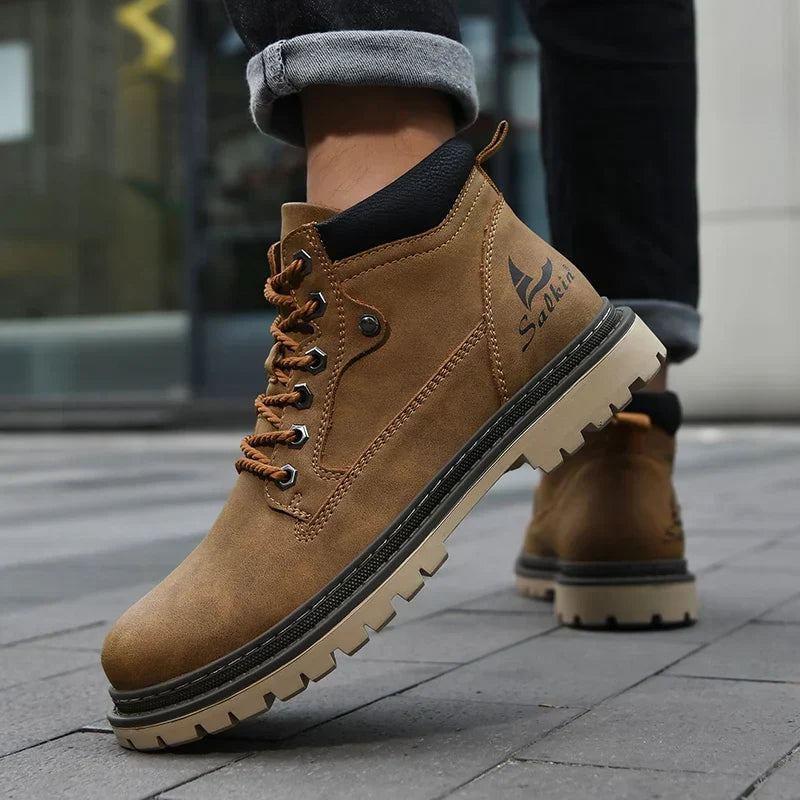 Leather Lace-Up Hiking Boots with Cushioned Insole and Grippy Outsole 4