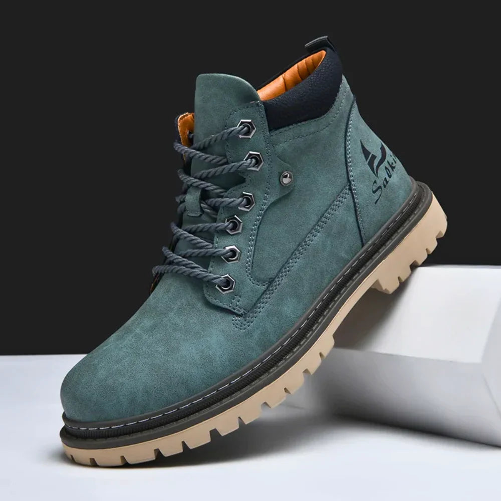 Leather Lace-Up Hiking Boots with Cushioned Insole and Grippy Outsole 9