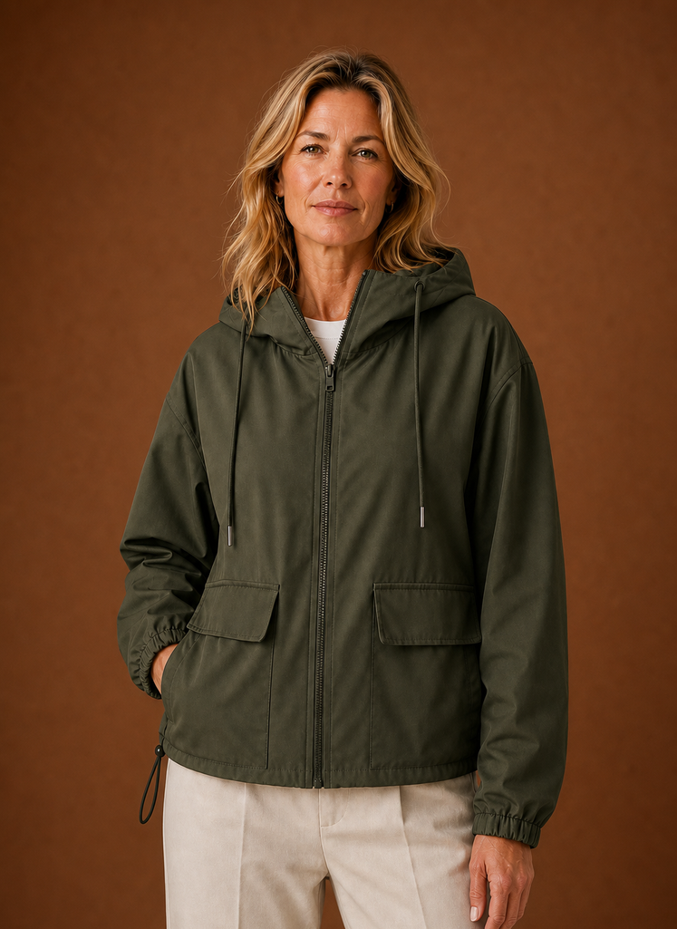 Lightweight hooded windbreaker jacket for women, perfect for versatile outdoor wear, featuring a stylish design and breathable fabric ideal for various weather conditions. 4