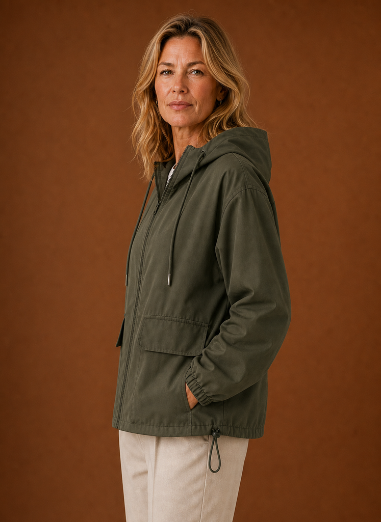 Lightweight hooded windbreaker jacket for women, perfect for versatile outdoor wear, featuring a stylish design and breathable fabric ideal for various weather conditions. 5