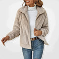 Long Women's Fleece Cardigan with Zipper and Pockets 0