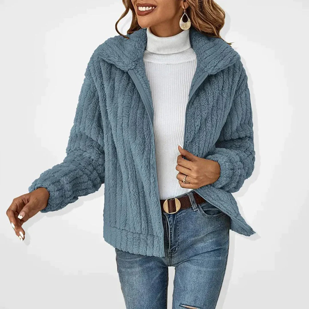 Long Women's Fleece Cardigan with Zipper and Pockets 1