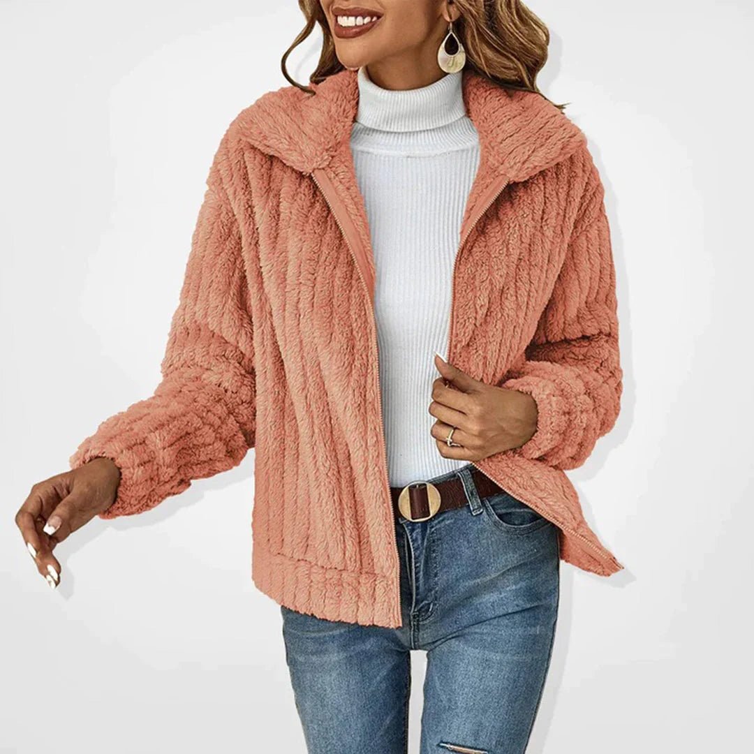 Long Women's Fleece Cardigan with Zipper and Pockets 4