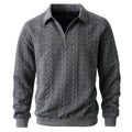 Men's Cable Knit Half Zip Sweater with Long Sleeves for Everyday Wear 0