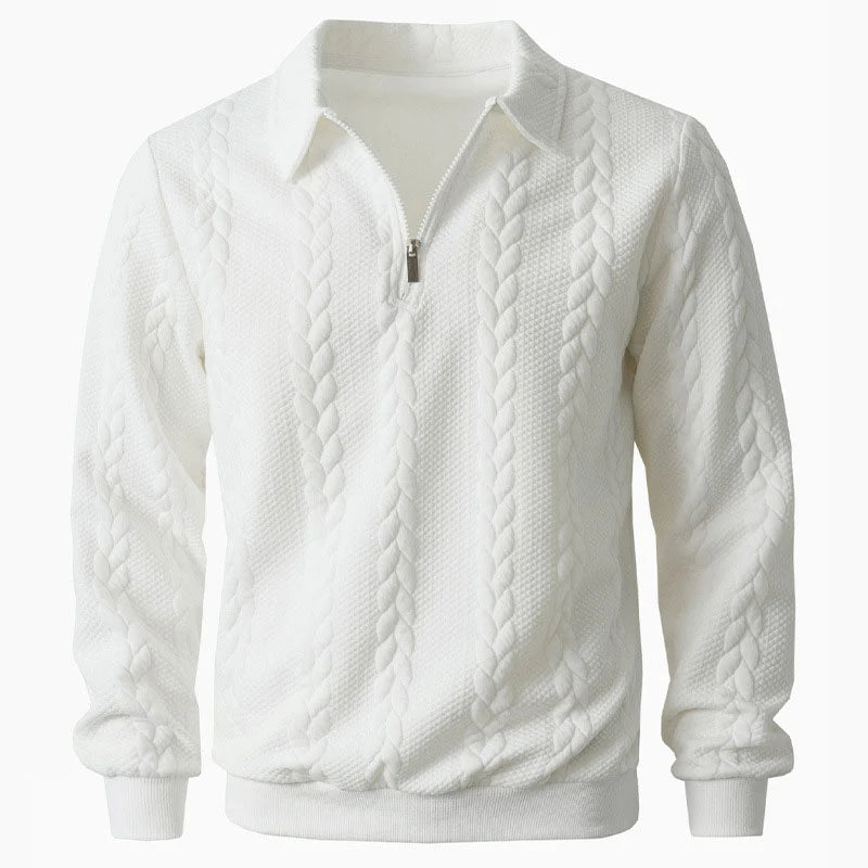 Men's Cable Knit Half Zip Sweater with Long Sleeves for Everyday Wear 1