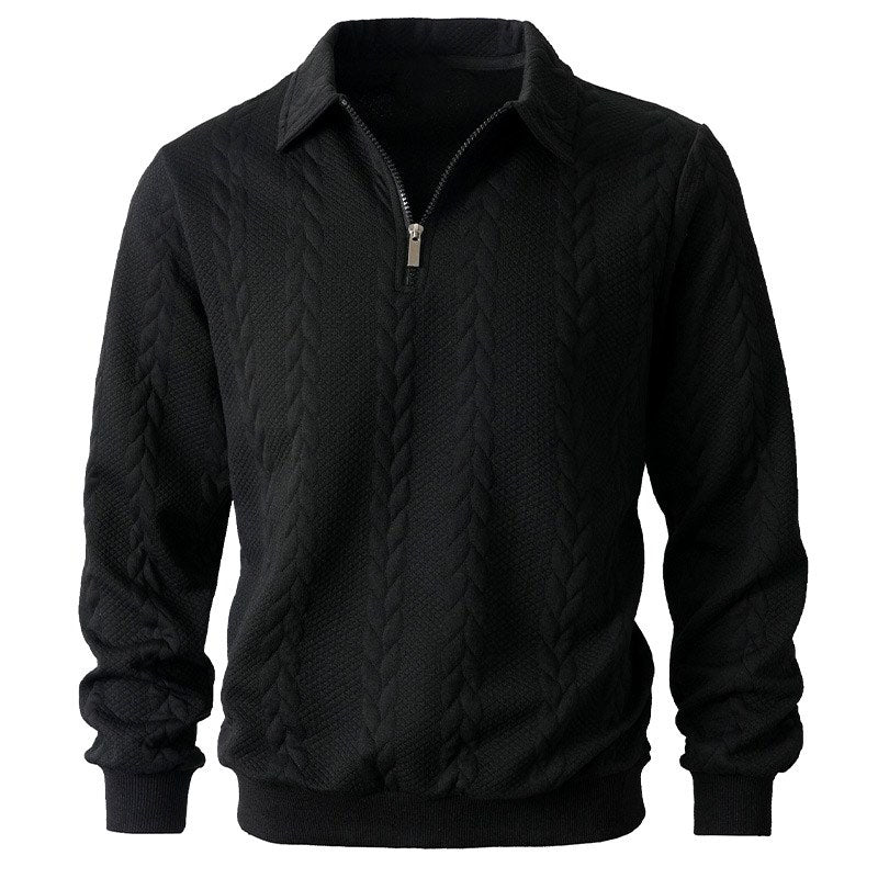 Men's Cable Knit Half Zip Sweater with Long Sleeves for Everyday Wear 2