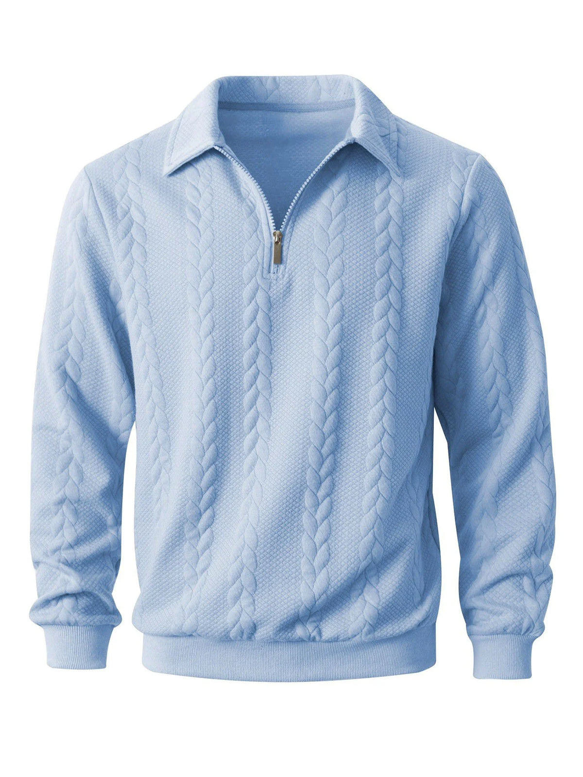 Men's Cable Knit Half Zip Sweater with Long Sleeves for Everyday Wear 4