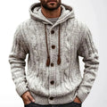 Men's Cable Knit Hooded Sweater with Thick Fabric 0